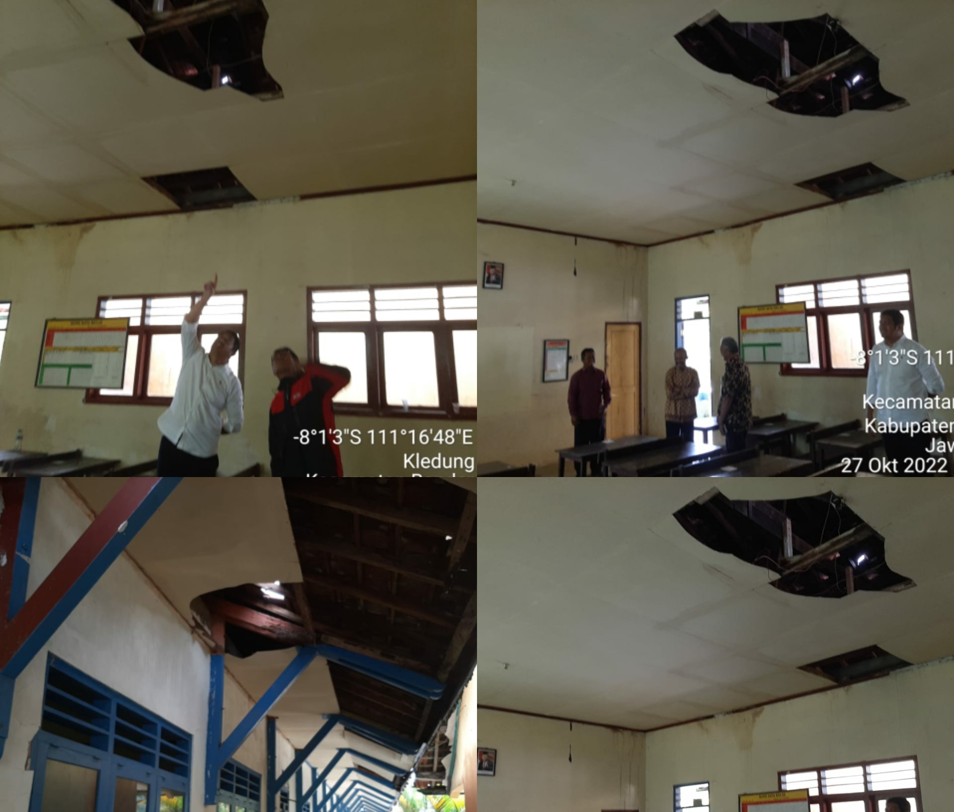 Wabup Gagarin saat meninjau kondisi bangunan SDN Kledung I, Kecamatan Bandar.