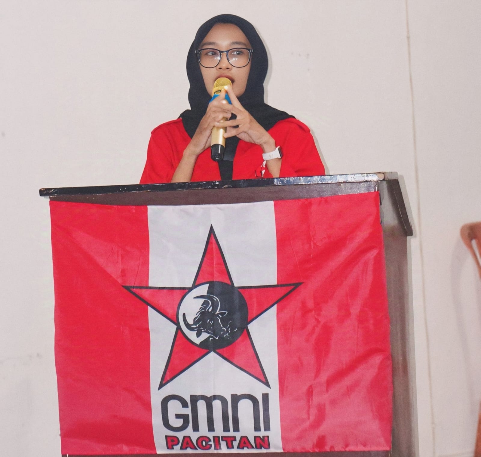 Ketua DPC GMNI Pacitan, Dela Prastisia.